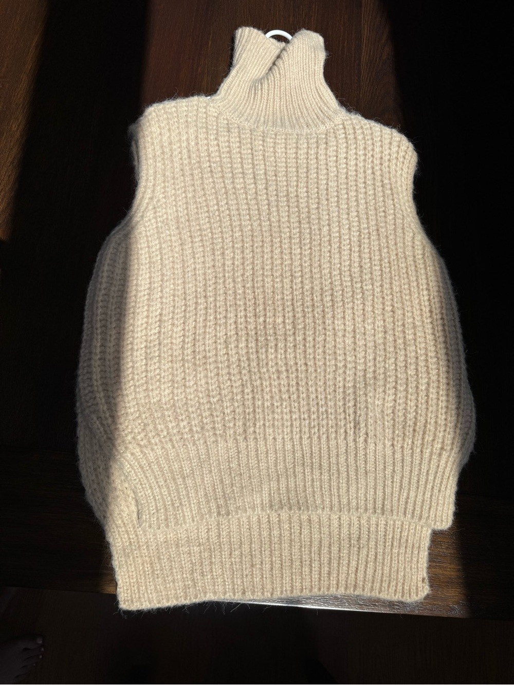 Cozy Sleeveless Turtleneck Sweater Vest in Beige